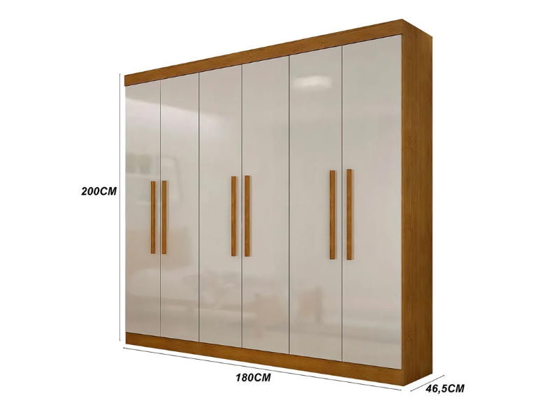 Guarda Roupa Casal Hera 6 Portas Rufato Imbuia - Off White
